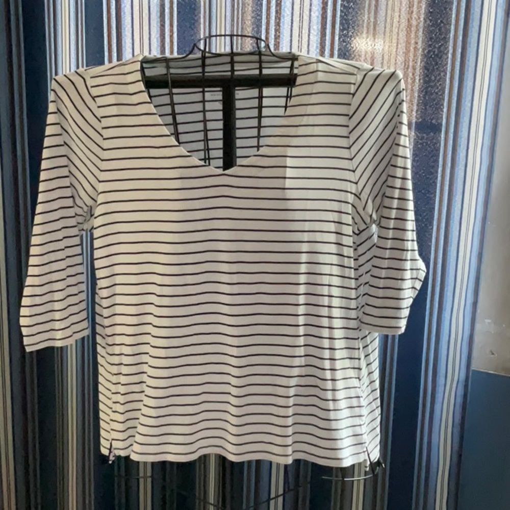 J. Jill White and Black 3/4 Sleeve Tee